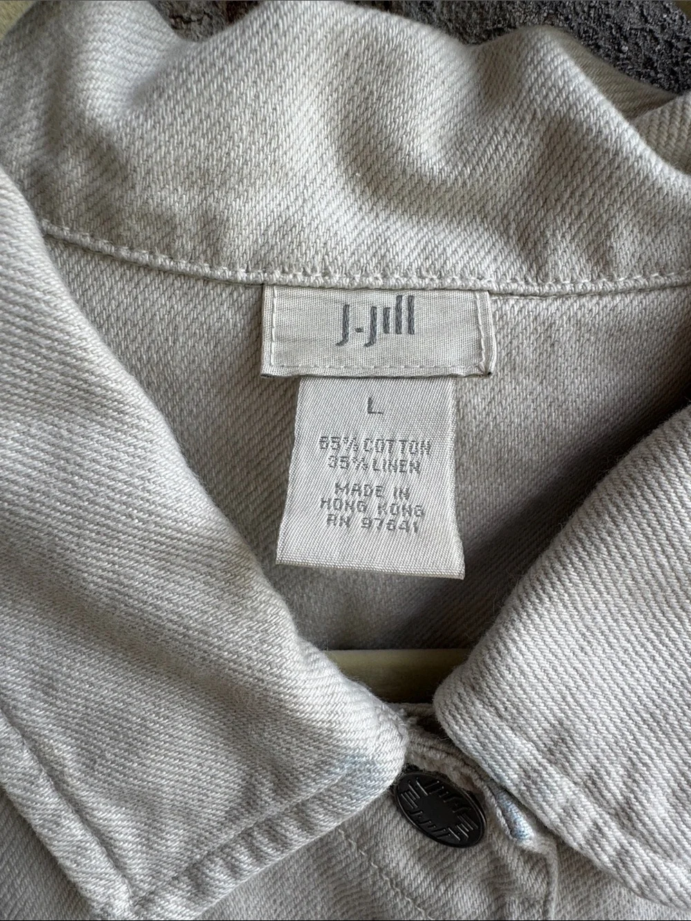 Vintage J. Jill Light Beige Button-Front lightweight denim Jacket